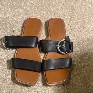 Franco Sarto Black Sandals with Silver Accent